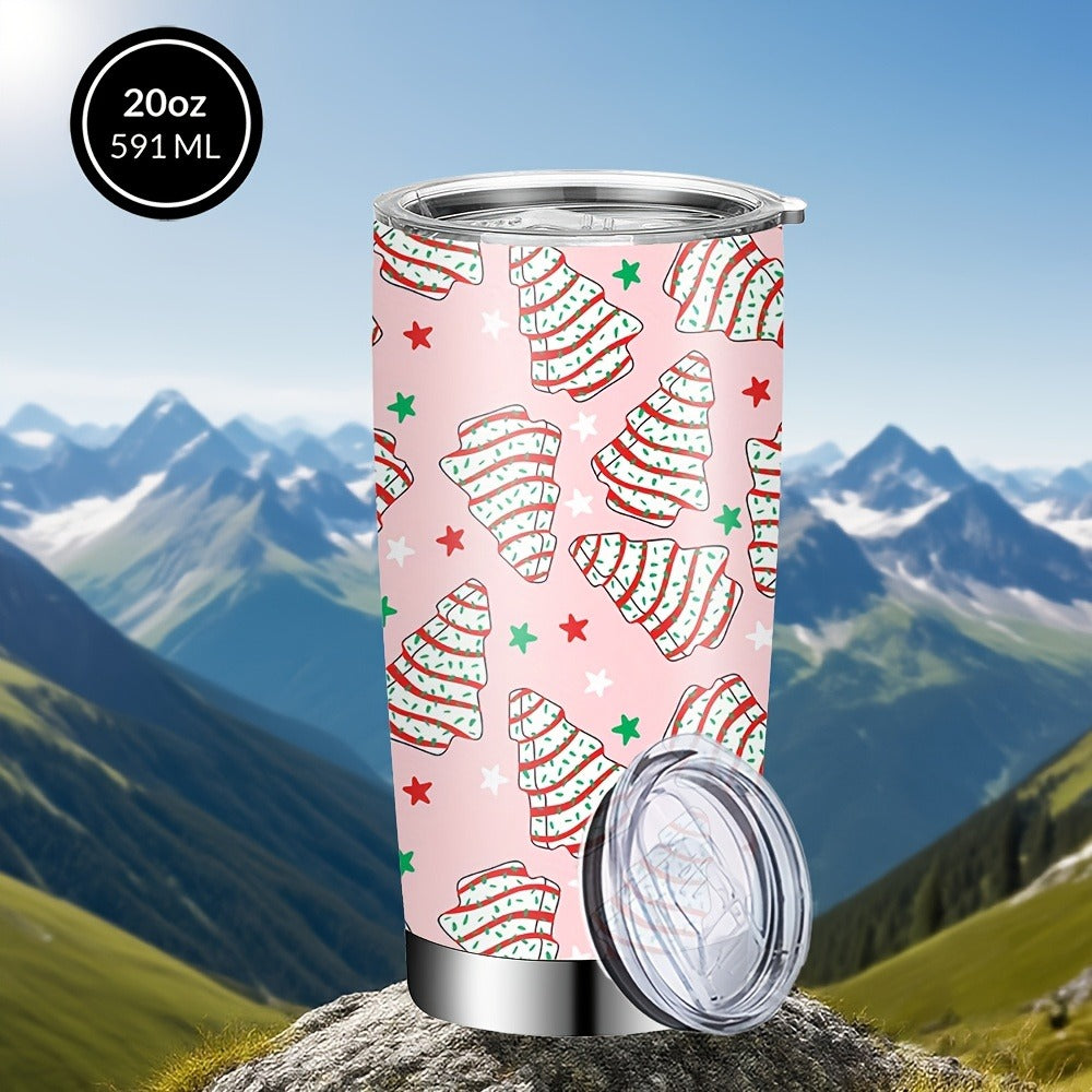 Insulated Coffee Mug 20oz Christmas Tree Cookie Design Stainless Steel Tumbler with Lid & Straw Travel Cup Hot Cold Drinks Gift for Women Birthday Holiday