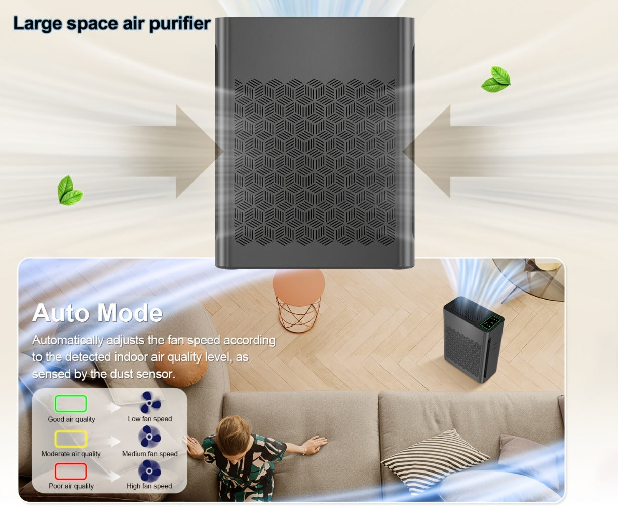 Large Area Air Purifier Covers 1095ft2 with Air Quality Display Timer for Bedroom Living Room Indoor Home Office Multiple Colors