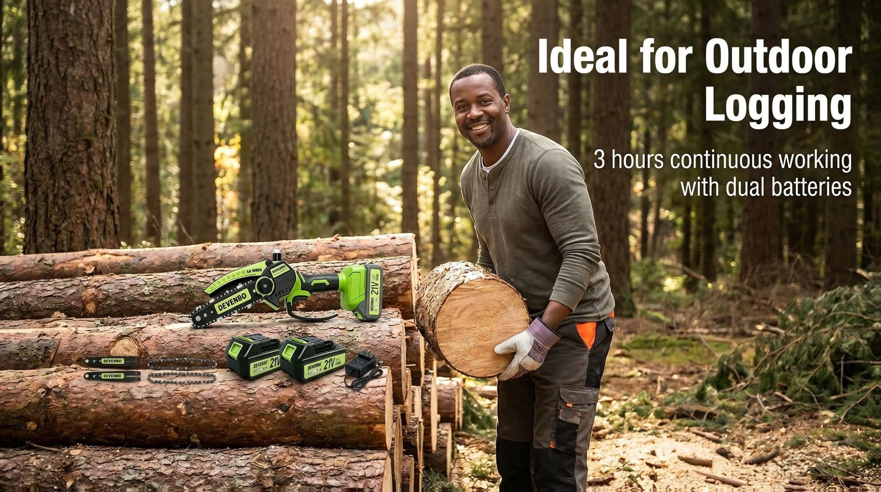 Cordless Mini Chainsaw 6 Inch ¨C Handheld Lightweight Portable Electric Chainsaw with Safety Equipment, for Yard Gardening, Tree Pruning, Home Woodworking & Outdoor Survival, Thoughtful Gift for Men (1 or 2 Batteries)