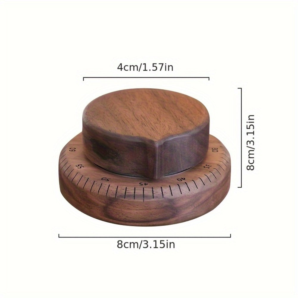Mechanical Kitchen Timer with Loud Alarm - Black Walnut Wood Cooking Timer, 100% Battery-Free Desktop Timer for Cooking, Baking & Study