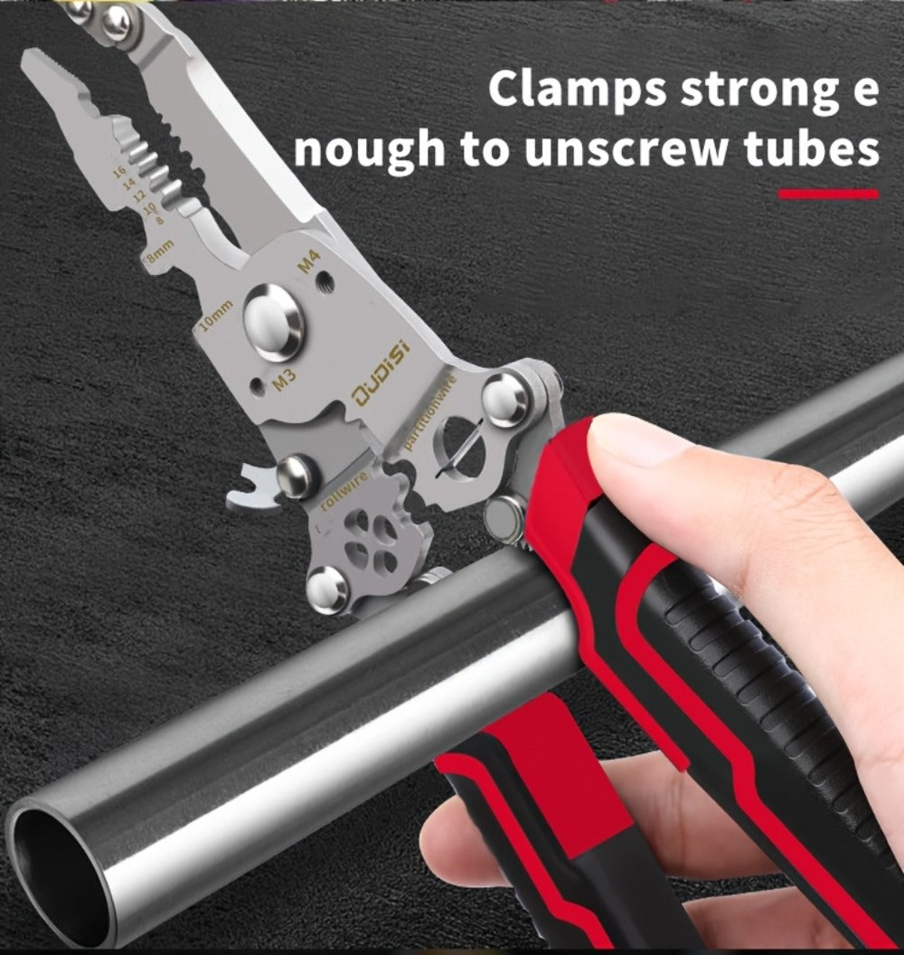 Folding Wire Stripper Multifunctional Pliers Crimping Cutter Tool for Electrician Cable DIY Electronic Maintenance Compact Portable Anti-Slip Spring Clip Car Toolbox Hand Tool