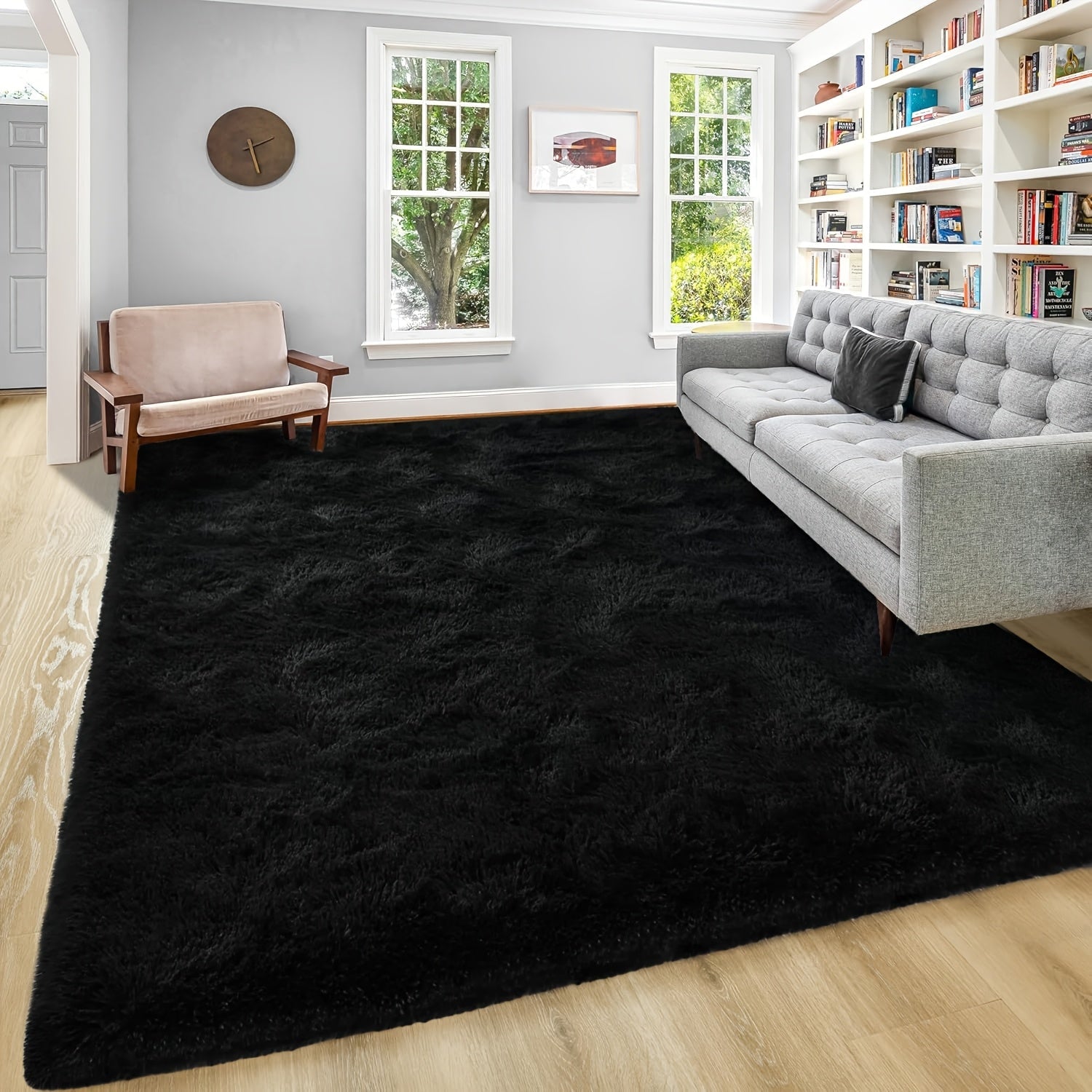 Shaggy Plush Area Rug - Soft Fluffy Carpet for Living Room, Bedroom & Sofa | Non-Slip Machine Washable Tie-Dye & Solid Color Long Pile Rug | Luxury Home Decor Floor Mat in Multiple Sizes & Colors