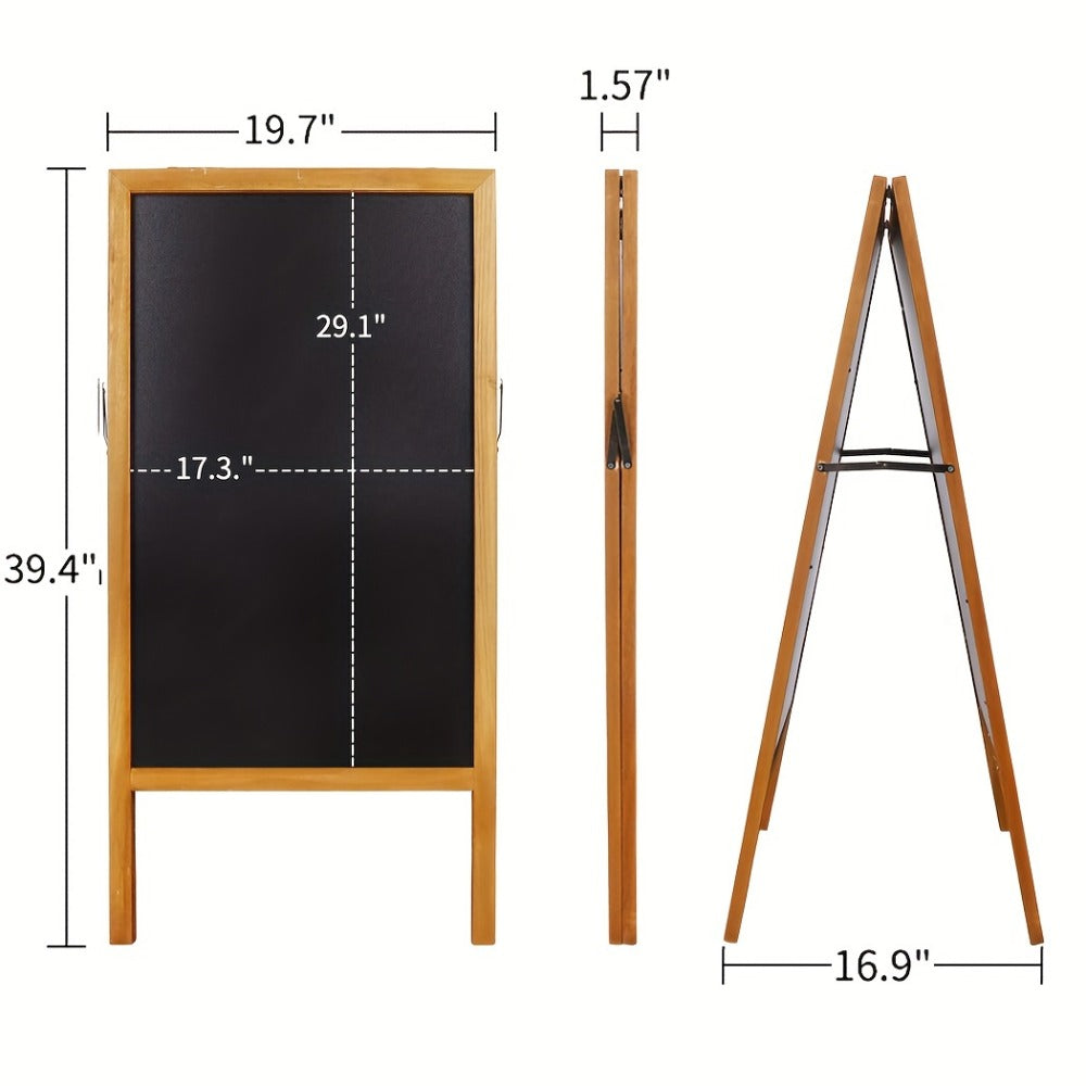 A-Frame Chalkboard Sign Double Sided Magnetic Wooden Standing Blackboard Menu Display Board for Restaurant Coffee Shop Bar Sidewalk Sandwich Board 39x20 Inch