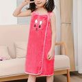 Bunny Ears Bath Towel Wrap for Girls - 250GSM Microfiber Cartoon Bath Skirt, Cute Kawaii Robe for Ages 6-12, Rose Red Purple Pink Blue, Fun Birthday Gift