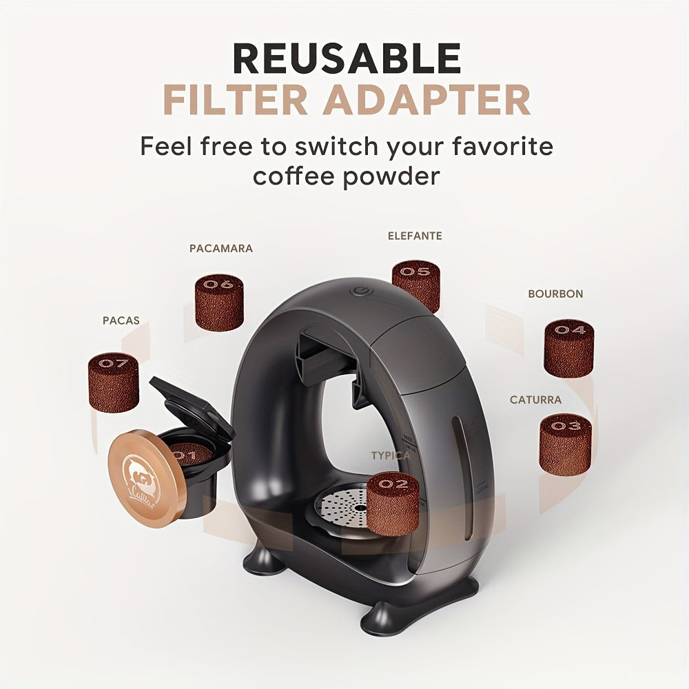 Espresso Coffee Maker 2-in-1 Single Serve Compatible with K-Cup and Ground Coffee Americano Mini Coffee Machine Tea Maker with Filter K-Cup Adapter 4-8oz Pink Champagne Gray Black