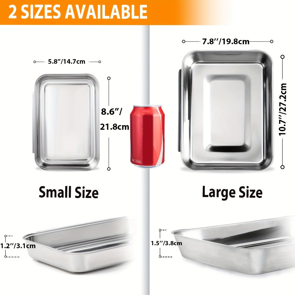 Stainless Steel Breading Tray Set 3-Piece, Food Prep Coating Trays for Breading Chicken Fish Shrimp, Marinating Meat Tray, Oven Safe Baking Tray Set for Kitchen Prep and Holiday Cooking