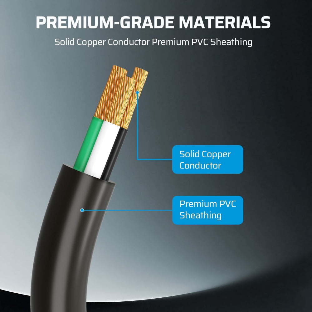Extension Cord 3-Pack 6ft Heavy Duty 16/3 SJTW Indoor Outdoor Cable 13A 125V 1625W Rated Moisture Resistant Flexible Black for Home Office Garden