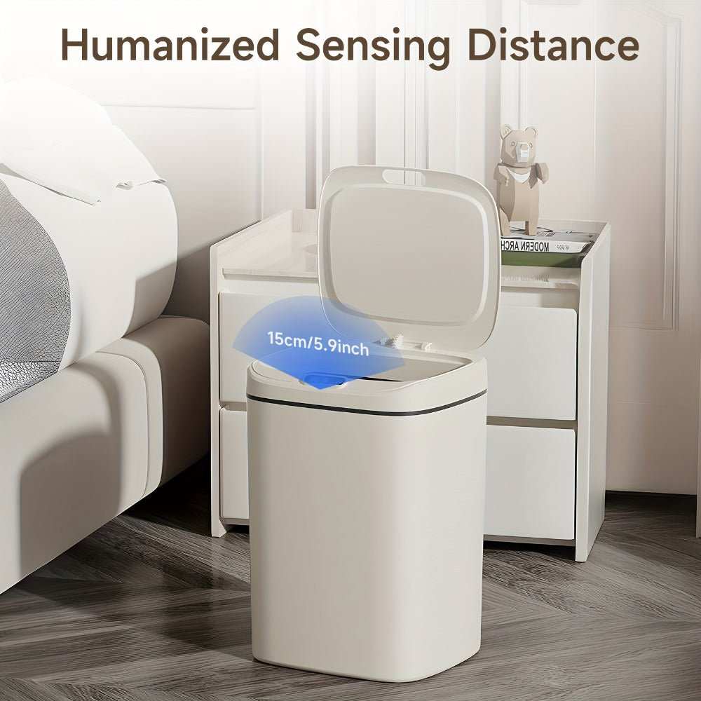 Motion Sensor Trash Can Touchless ¨C Smart Hands-Free Trash Bin with Sealing Lid & Odor-Blocking Technology, Trash Bag Fixing Ring, Easy Clean Durable Design for Kitchen, Office & Bathroom