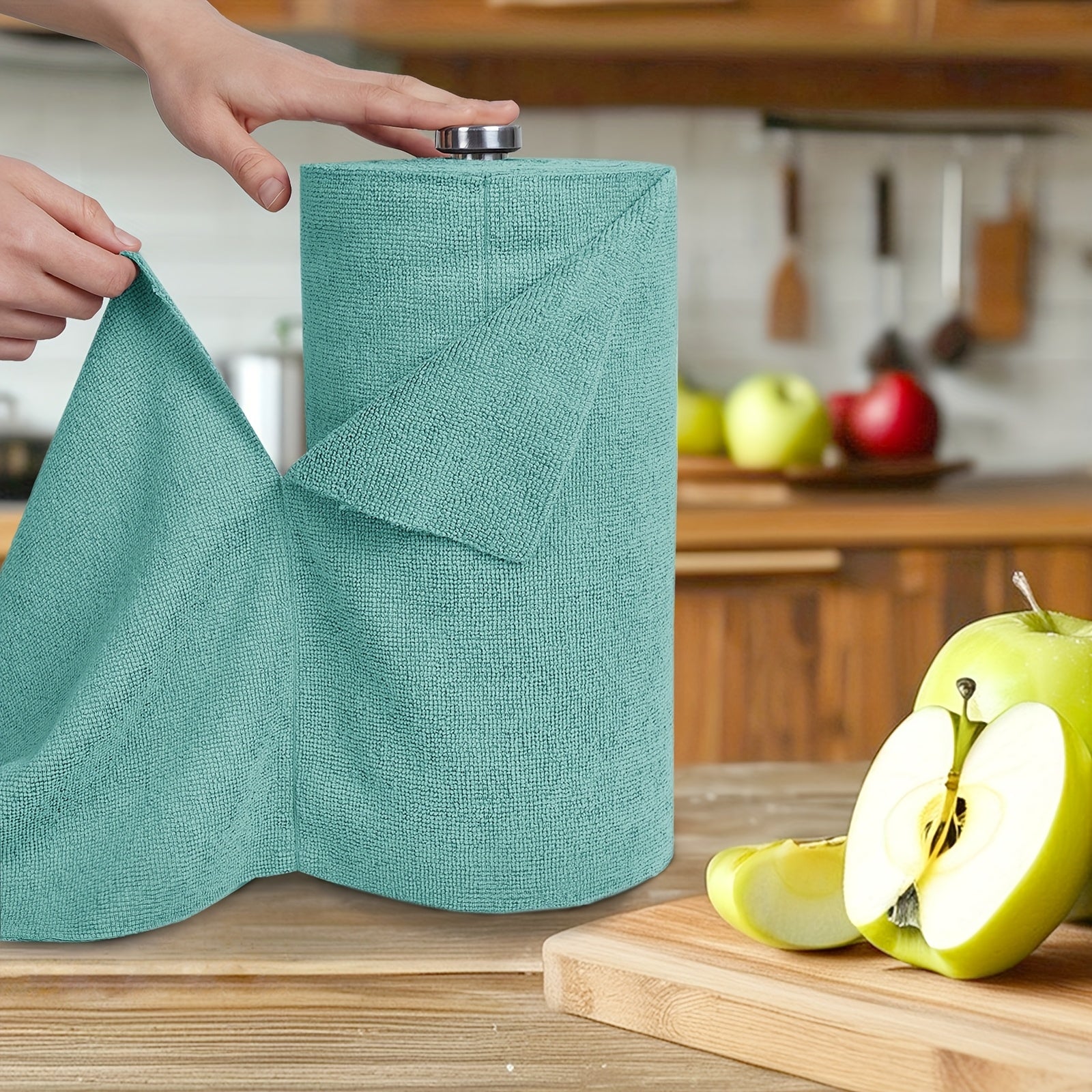 Microfiber Cleaning Cloths Reusable Paper Towel Roll Replacement ¨C Washable Absorbent Tear-Away Dishcloths for Kitchen, Bathroom & Car | Eco-Friendly Rags 50 or 100 Pack, 12x12 Inch