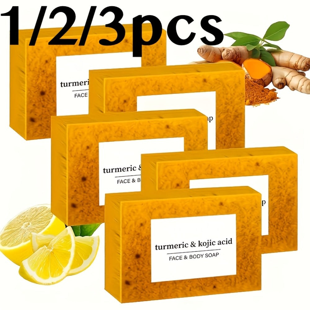Turmeric Soap Handmade Bar ¨C Lemon, Quercetin & Vitamin E Natural Soap with Olive Oil, Deep Cleansing & Moisturizing, Brightening Body & Face Wash Soap, Turmeric Shampoo Bar for All Skin Types