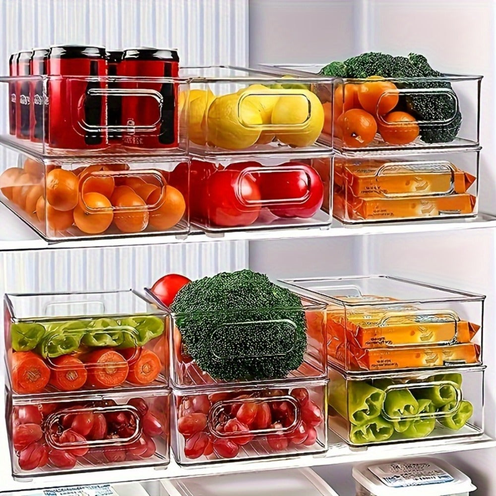 Refrigerator Organizer Bins 6pcs Set - Clear Fridge Storage Bins for Freezer Kitchen Cabinet Pantry Bathroom Bedroom Organization 10 Inch Transparent Food Storage Containers
