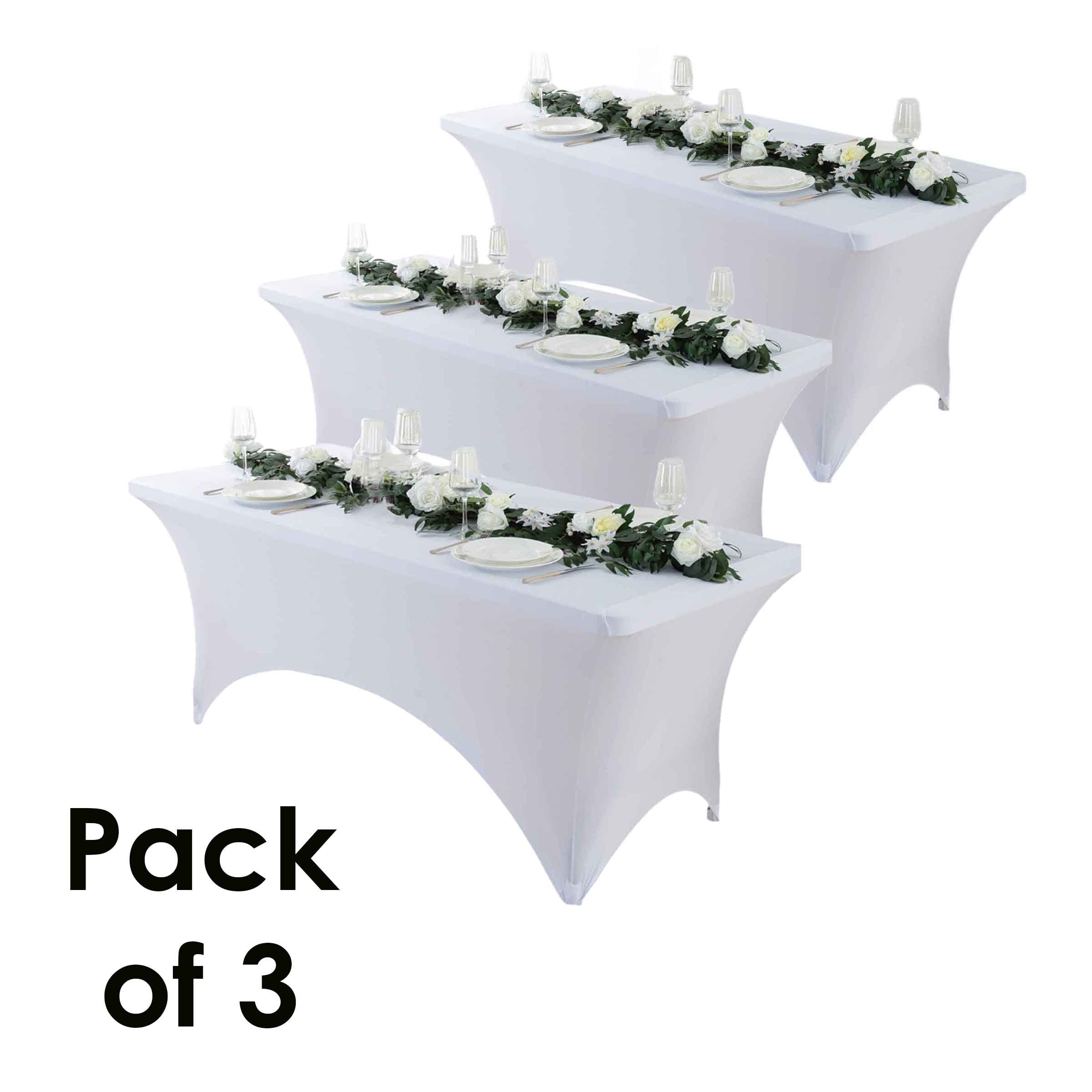Spandex Tablecloth Stretch Table Cover Fitted Rectangle Table Cloth for Wedding Party Event 3/5pcs White Black