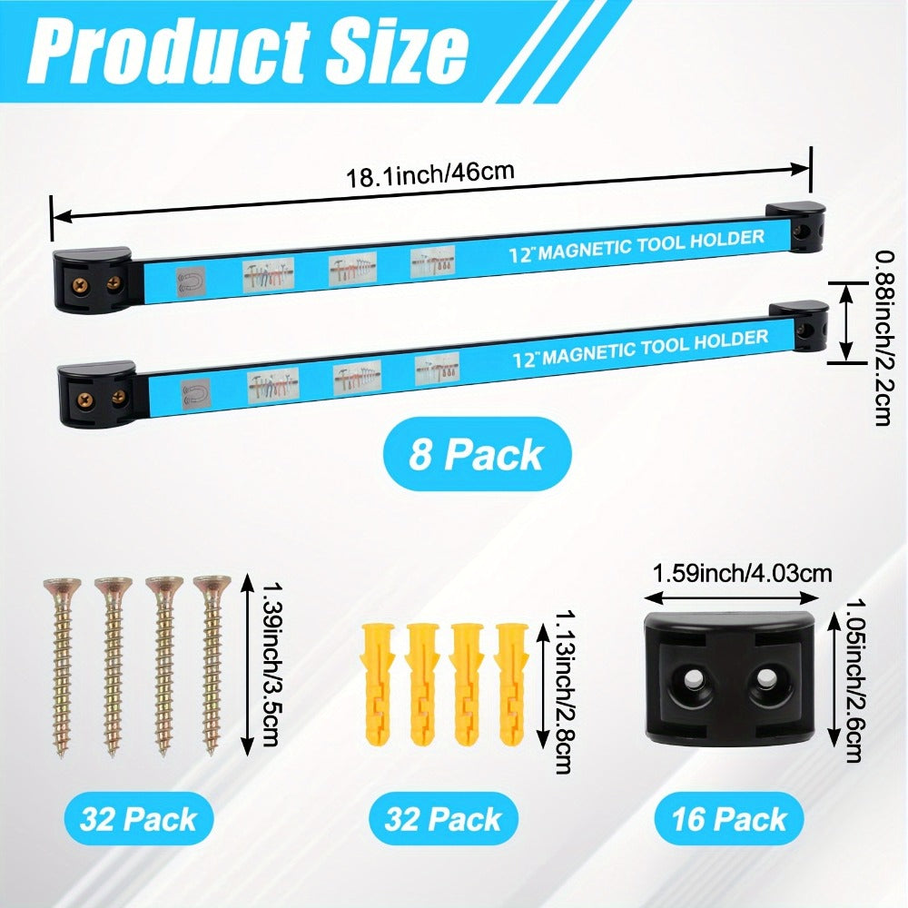 Magnetic Tool Bar Wall Mount Tool Holder 12/18 Inch ¨C Heavy Duty Iron Magnetic Knife Strip & Tool Rack for Kitchen, Workshop & Garage | Wall Mounted Tool Organizer for Knives, Chisels & Hardware Tools