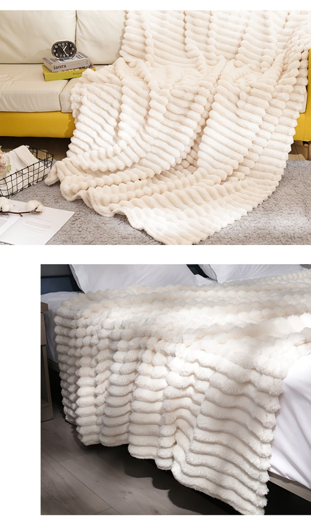 500gsm Heavy Plush Blanket ¨C Ultra Thick Soft Warm Fluffy Blanket for Bed, Sofa & Travel, Baby to Double Size, 5 Colors
