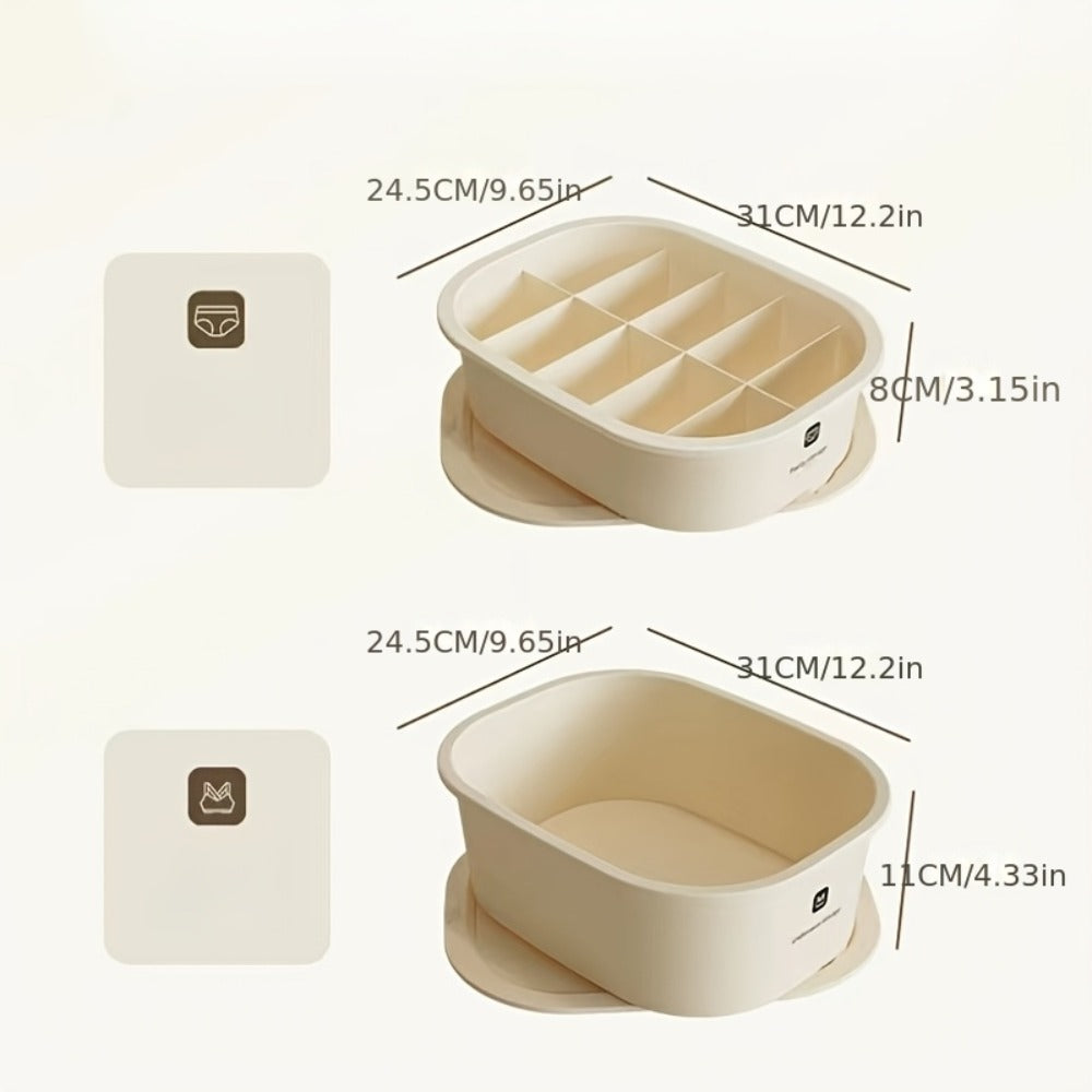 Drawer Organizer for Underwear Socks 3 Pack Closet Divider Storage Box Foldable Wardrobe Organizer Bins for Bras Ties Scarves Bedroom Dresser Dorm Beige