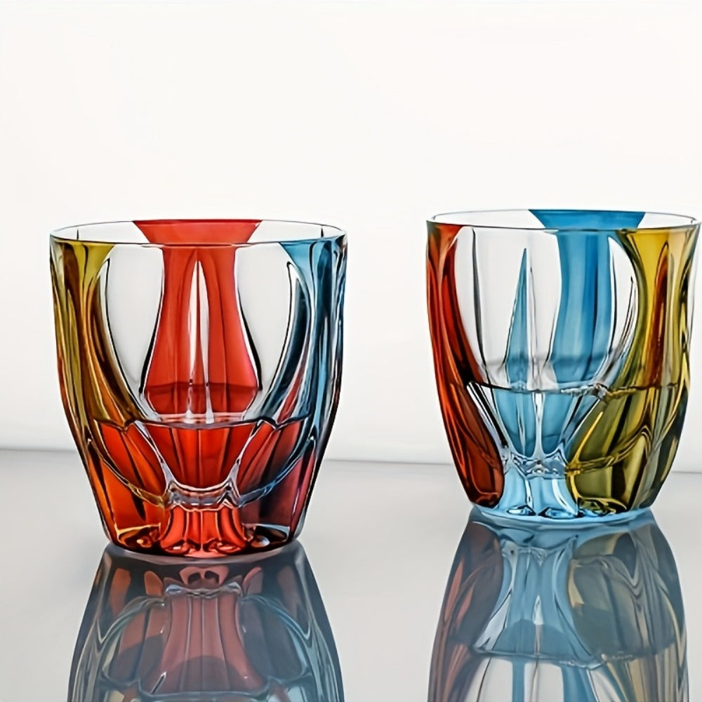 Hand-Painted Crystal Wine Glass 150ml ¨C Czech Crystal Three-Color Luxury Short Cup for Red Wine & Whiskey ¨C Artistic Decorative Glassware ¨C Stylish Home Bar & Entertaining Gift