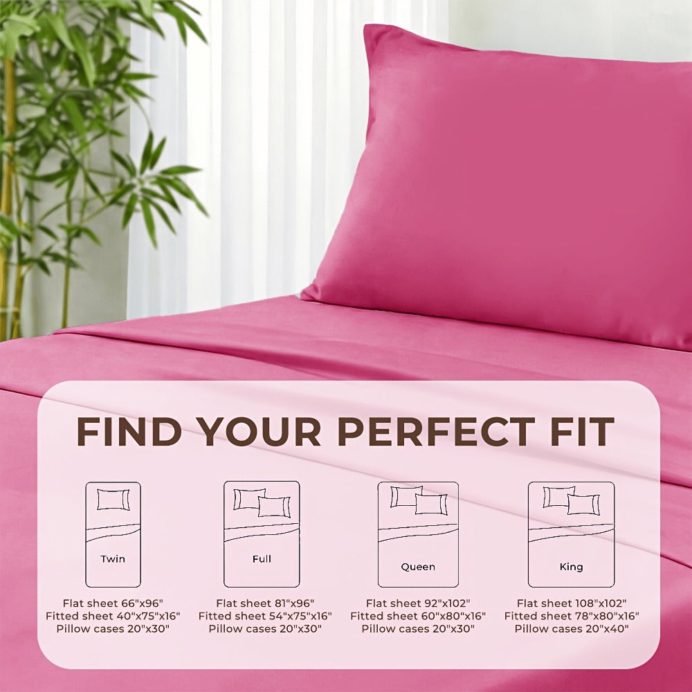 Cooling Bed Sheet Set 4 Piece Bamboo Rayon Deep Pocket Twin Full Queen King Extra Soft Wrinkle Fade Stain Resistant Hotel Luxury Pillowcase Bedroom Decor
