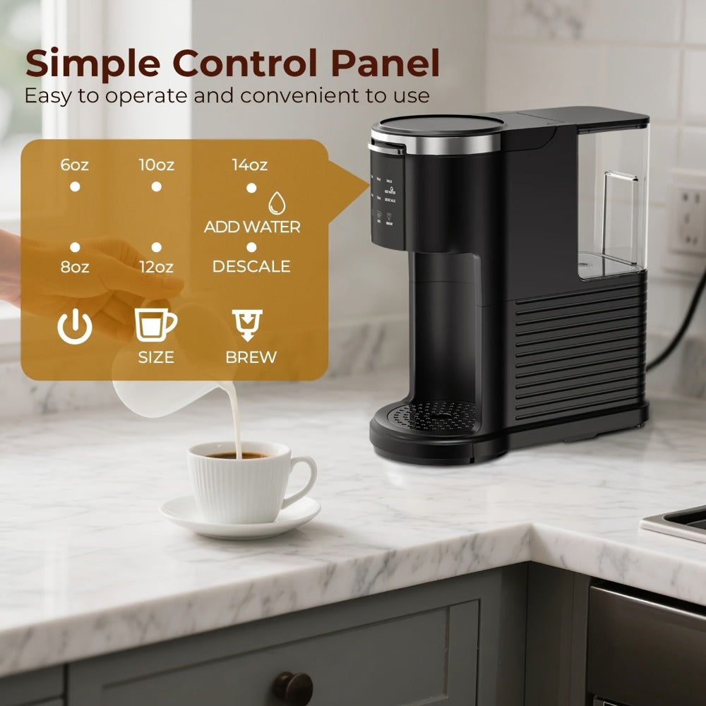 Programmable Coffee Maker 5-Cup & K-Cup Compatible 24-Hour Timer Keep Warm Drip-Free Washable Filter Stainless Steel Home Office Brew Station