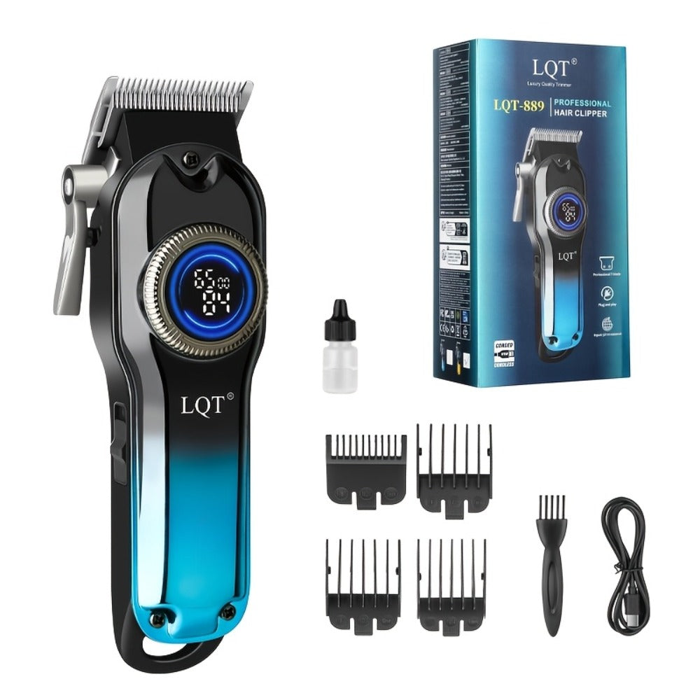 Cordless Hair Clipper Set - LQT Blue Rechargeable Professional Hair Clipper with Foil Trimmer & Precision Blade, 1/2/3pcs Options, Limited Edition Combs, for Home & Salon Use, Holiday Christmas Gift