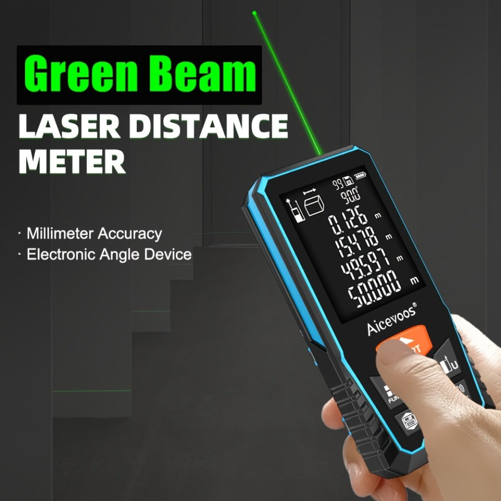 Laser Distance Meter Green Beam Digital Rangefinder 50M 70M 100M 120M Laser Tape Measure with LCD Display for Construction Surveying Indoor Outdoor Measuring