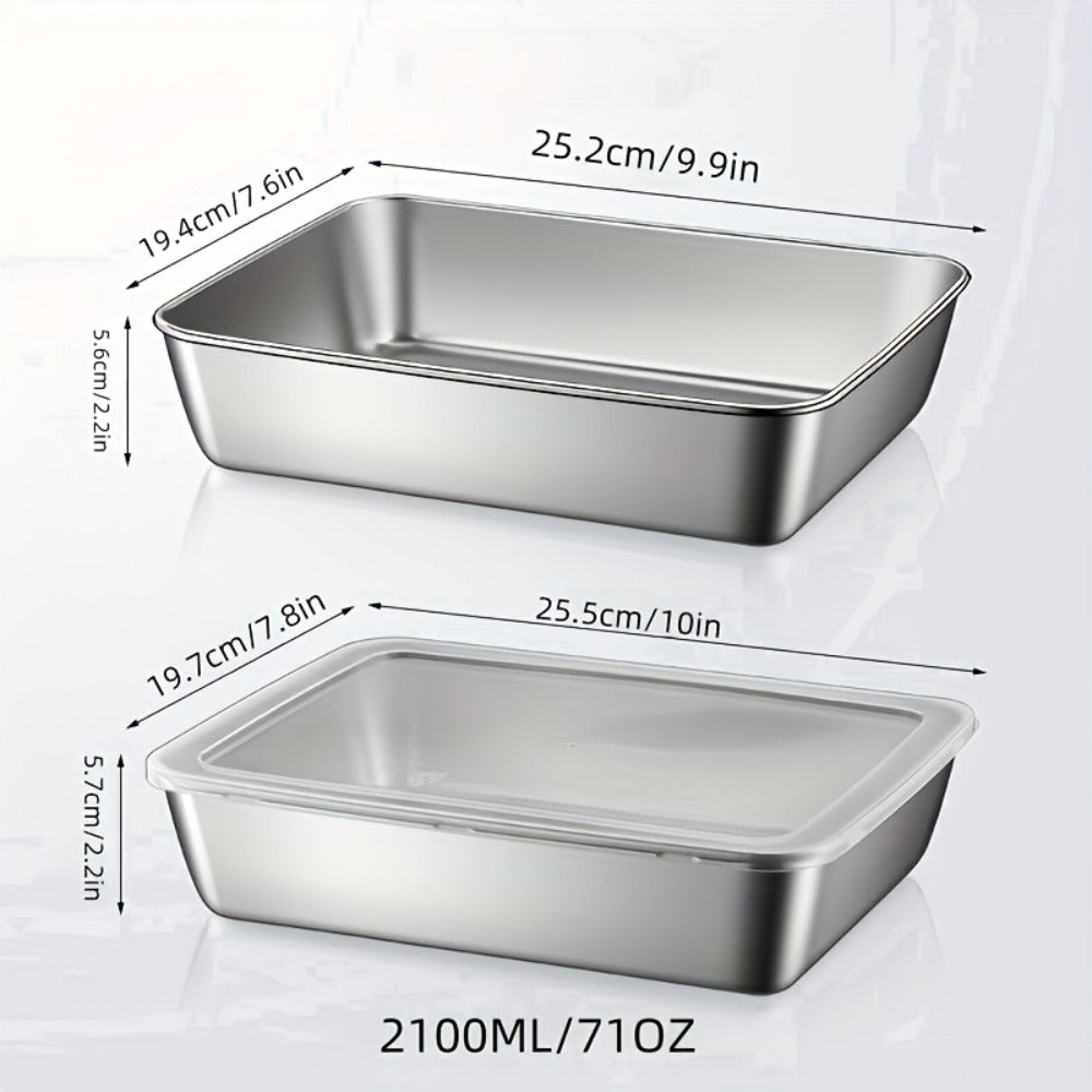 Stainless Steel Food Storage Containers with Lids 5pcs Set Durable Baking Trays Reusable Meal Prep Containers for Picnic Refrigerator Organization Kitchen Essentials Flip Top Closure Easy to Clean