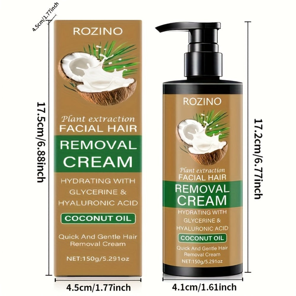 Semi Permanent Hair Removal Cream ¨C Coconut Formula 150g, Use Once for 3-Month Effectiveness, Instant Non-Irritating Smooth & Residue-Free Depilatory for Face, Lips, Armpits, Legs & Private Areas