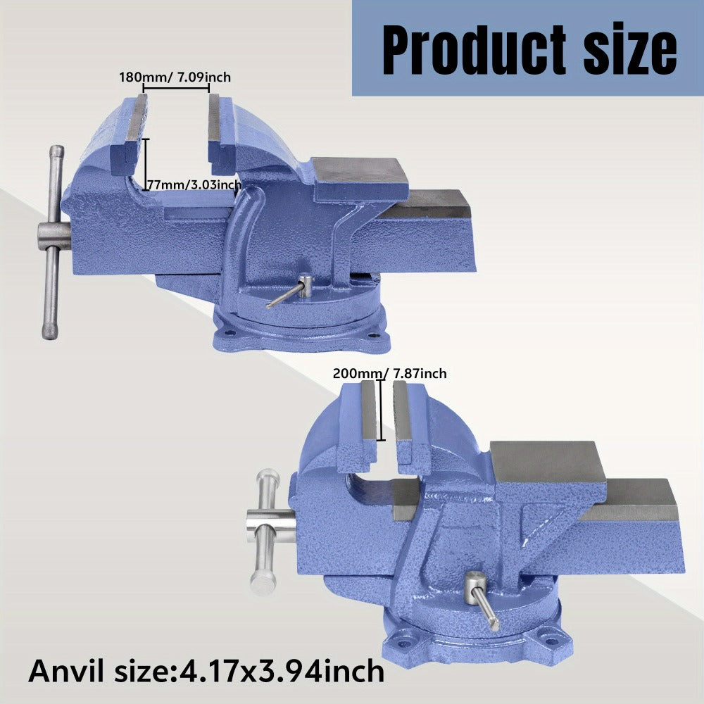 Bench Vise 5-Inch 360-Degree Swivel Base ¨C Heavy-Duty Cast Iron Tabletop Vise with Pipe Jaws & Anvil, Locking Mechanics Clamp for Woodworking, Metalworking, Soldering & DIY