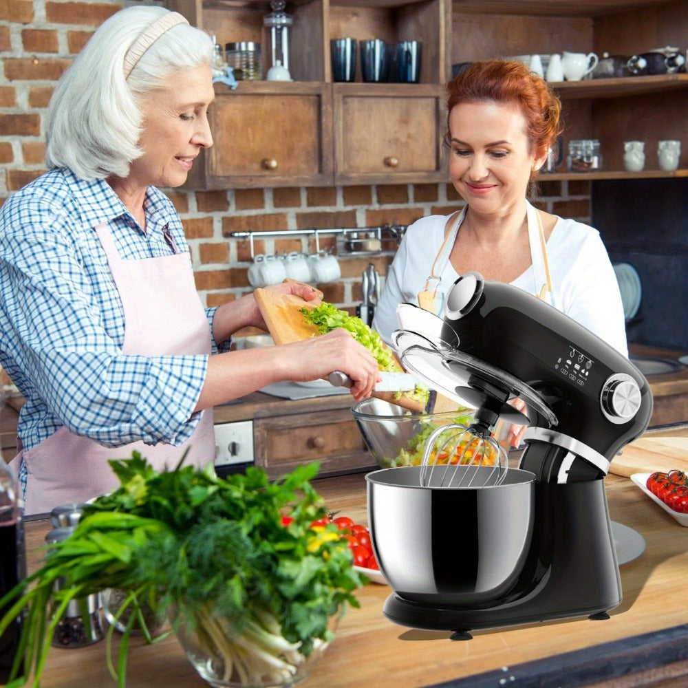 Bowl-Lift Stand Mixer 5.5 Qt 4-in-1 Electric Vertical Mixer 350W 12-Speed with Pulse Stainless Steel Bowl Dough Hook Whisk Mixing Paddle for Cake Bread Dough Black Red