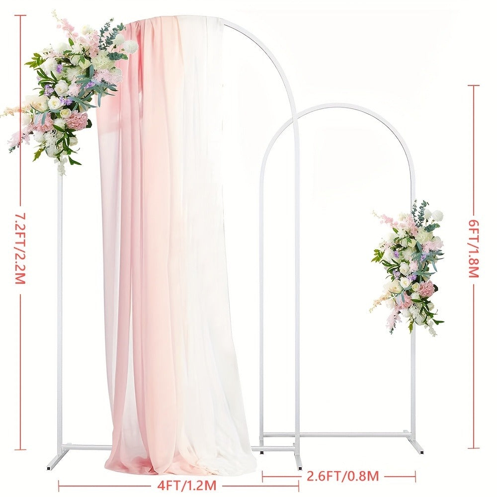 2-Piece Wedding Arch Backdrop Frame Set 7.2FT+6FT Metal Balloon Arch Stand for Wedding Birthday Party Garden Outdoor Indoor Event Decor Gold White
