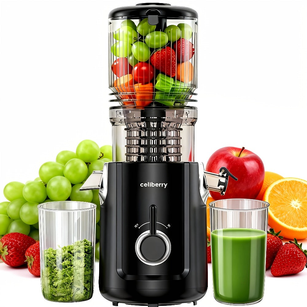 Masticating Juicer Cold Press - 4.25¡± Wide Feed Chute Auto-Feed Slow Juicer for Whole Fruits & Vegetables, 98% Juice Extraction, Quiet Motor, Easy to Clean, Compact for 1-2 People, Multiple Colors