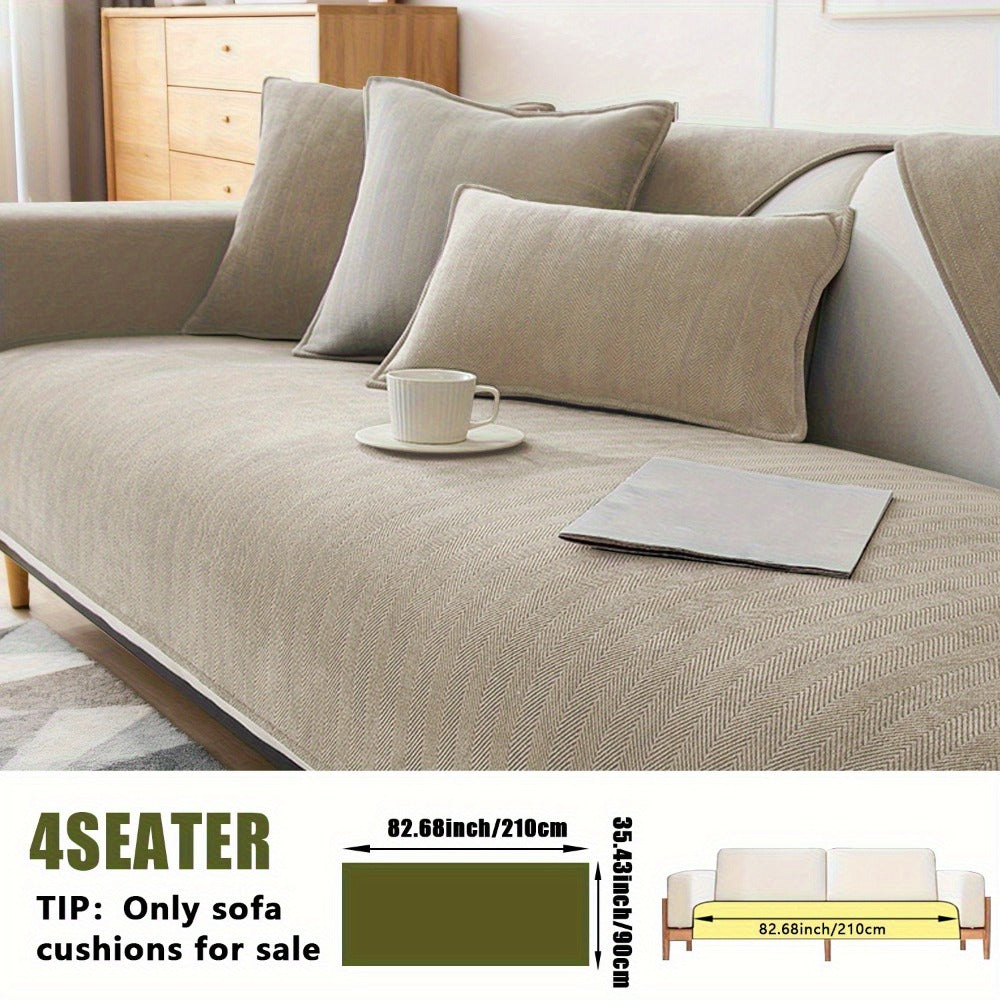 Chenille Ribbed Sofa Cover - Pet Friendly Non-Slip Machine Washable Soft Stretch Slipcover for 1-4 Seater Sectional Sofa Living Room Bedroom Office, 9 Colors