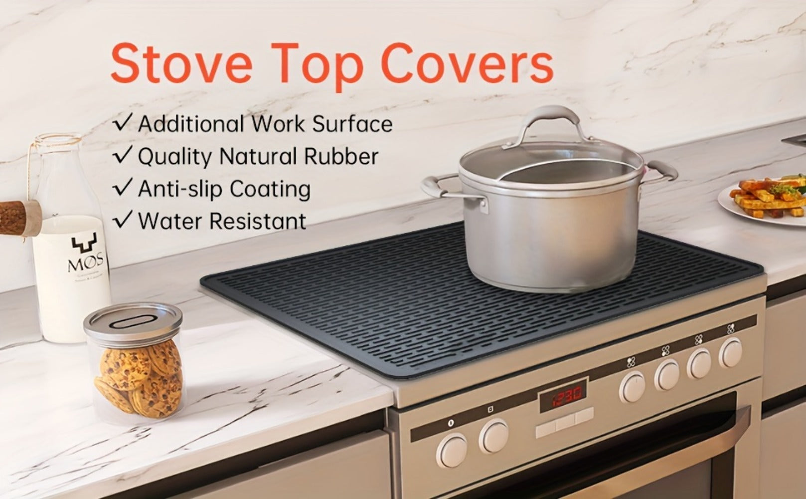 Silicone Stove Top Cover Mat 28¡±x20¡± - Heat Resistant Electric Stove Protector for Ceramic Glass Cooktop, Non-Slip Scratch Guard, Dishwasher Safe, Extra Large RV Range Cover, Multipurpose Kitchen Mat