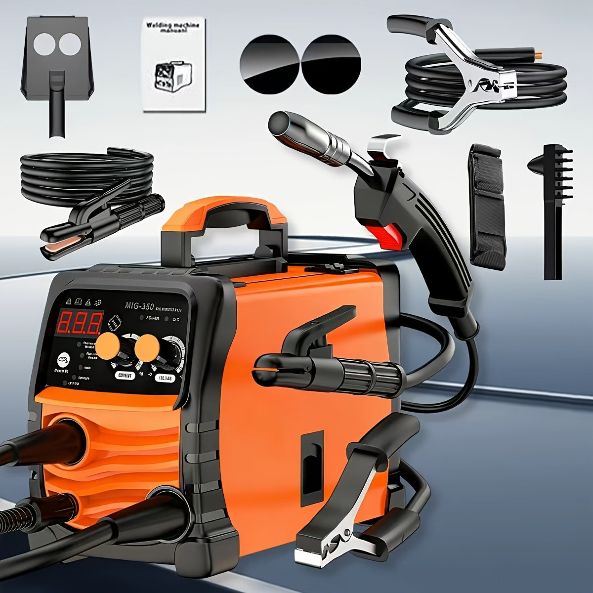 MIG Welder 3-in-1 Welding Machine 110V 105A Gasless MIG Stick ARC Portable Welder Kit with Rubber Case ¨C Complete Starter Set with Welding Wire Rods Mask Gloves for Beginners Home Industrial Repair