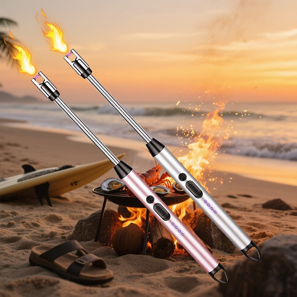 USB Rechargeable Electric Arc Lighter, 360¡ã Rotating Flameless Plasma Igniter with Safety Switch for Candles, BBQ, Camping, Kitchen ¨C 1pc or 2pcs Set