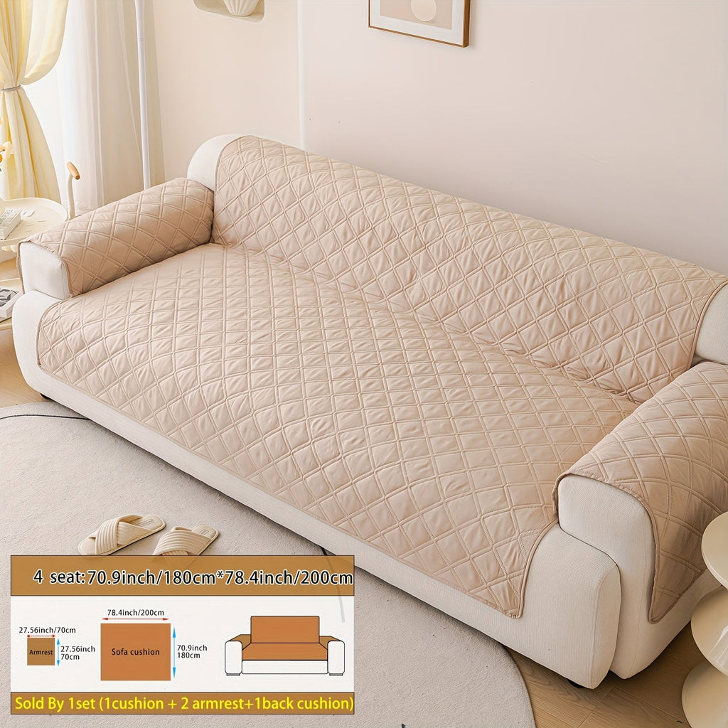 Soundwave Embossed Sofa Cover 3pcs with Armrests - Pet Friendly Anti-Slip Durable Couch Slipcover Set for Loveseat 3 4 Seater Sofa Protection Decoration, 5 Colors