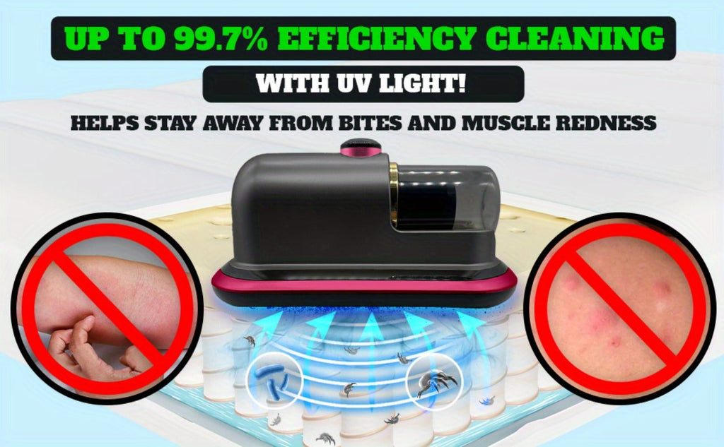 Cordless Mattress Vacuum Cleaner with Ultrasonic Heating & HEPA Filtration ¨C Portable Bed Vacuum for Dust Mites, Pet Hair, Sofas, Upholstery & Carpets