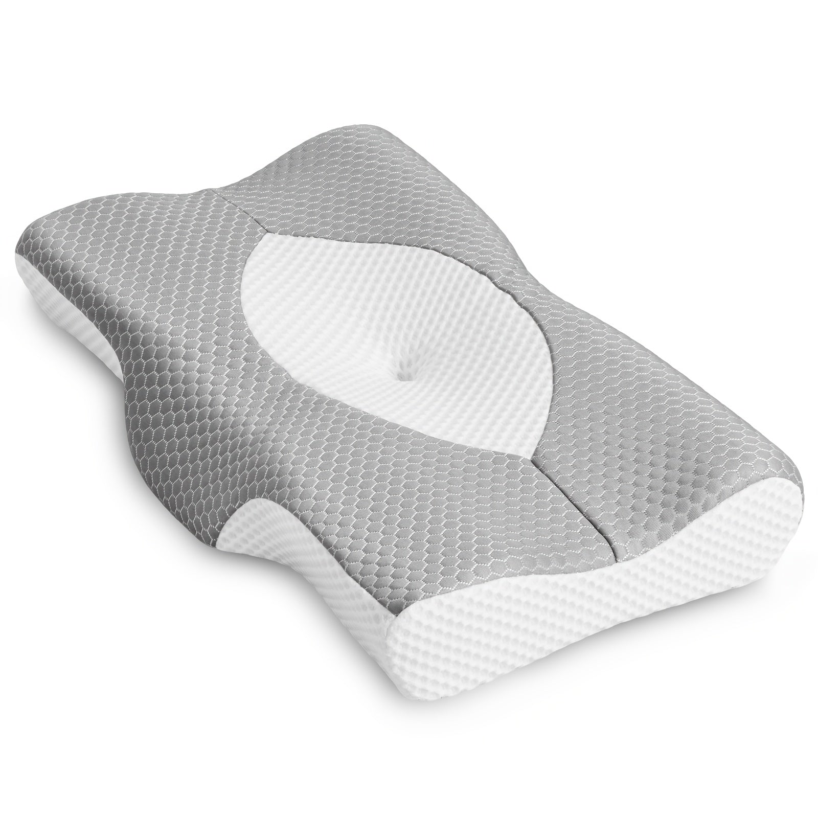 Memory Foam Cervical Pillow Ergonomic Contour Neck Support Orthopedic Bed Pillow for Side Back Stomach Sleepers with Cooling Pillowcase Queen King