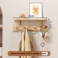 Wall Mounted Coat Rack Wooden Hook Rail with 4 or 8 Hooks Entryway Organizer for Coats Hats Bags Keys Decorative Wood Wall Hook Strip