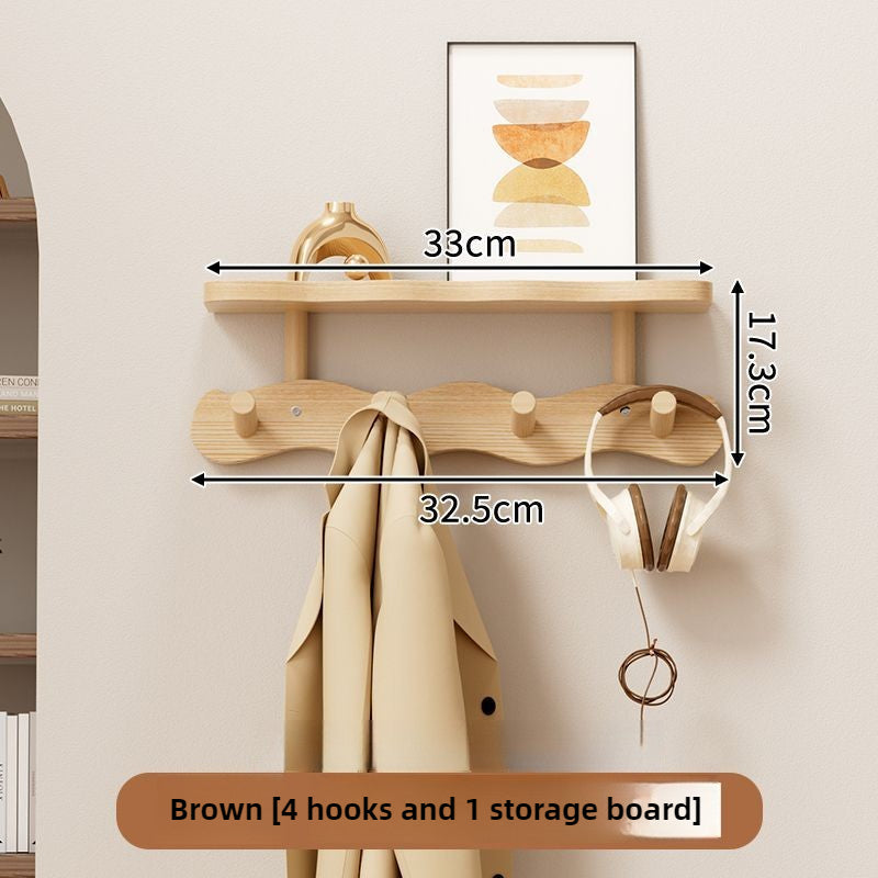 Wall Mounted Coat Rack Wooden Hook Rail with 4 or 8 Hooks Entryway Organizer for Coats Hats Bags Keys Decorative Wood Wall Hook Strip