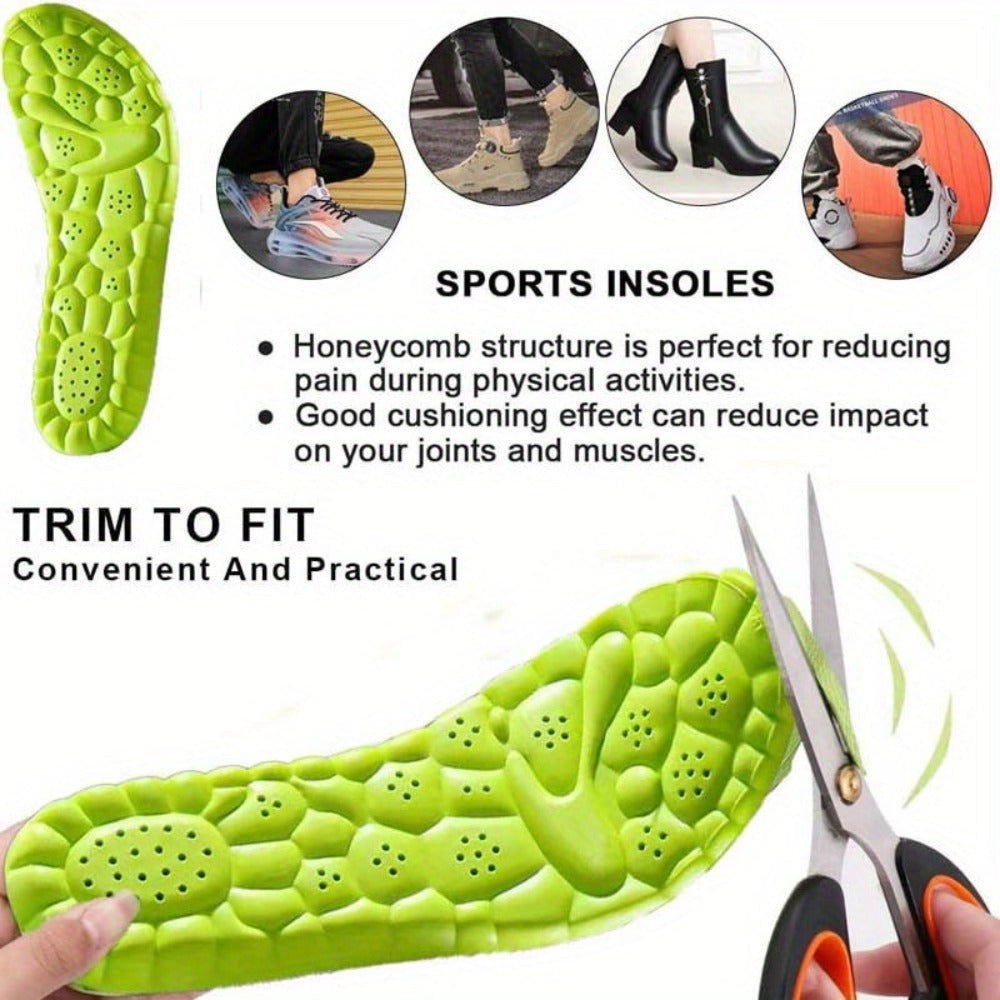 Shoe Insoles for Men & Women - 4 Pairs Cushioning Inserts Ultra-Soft Foam Footbed, Sweat-Proof Arch Support, Cloud Feel Comfort for Sneakers, Boots & Casual Shoes (Sizes 35-46)