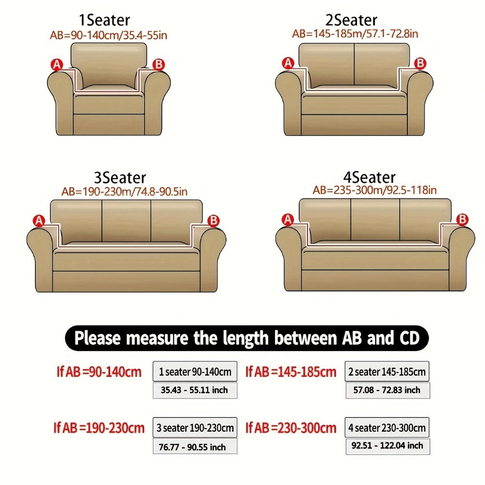 Elastic Anti-Slip Sofa Cover - Stretch Pet Friendly Couch Slipcover with Cat Paw Protection, Easy Care Fabric for Living Room Bedroom Office, 7 Colors 1-4 Seater