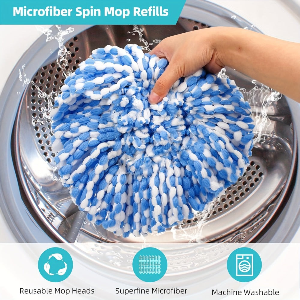 Spin Mop Replacement Heads 6 Pack with Scrub Brush & Base ¨C Microfiber Mop Heads Refills Machine Washable Deep Cleaning Floor Mop Pads for Spin Mop Bucket System Home Kitchen Hardwood Tile