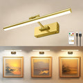 Picture Light 16 Inch Wireless Battery Powered LED Wall Light 6000mAh Rechargeable Remote Control Adjustable Brightness Art Light for Photo Frame Portrait Gallery Painting Home Decor Gold Black