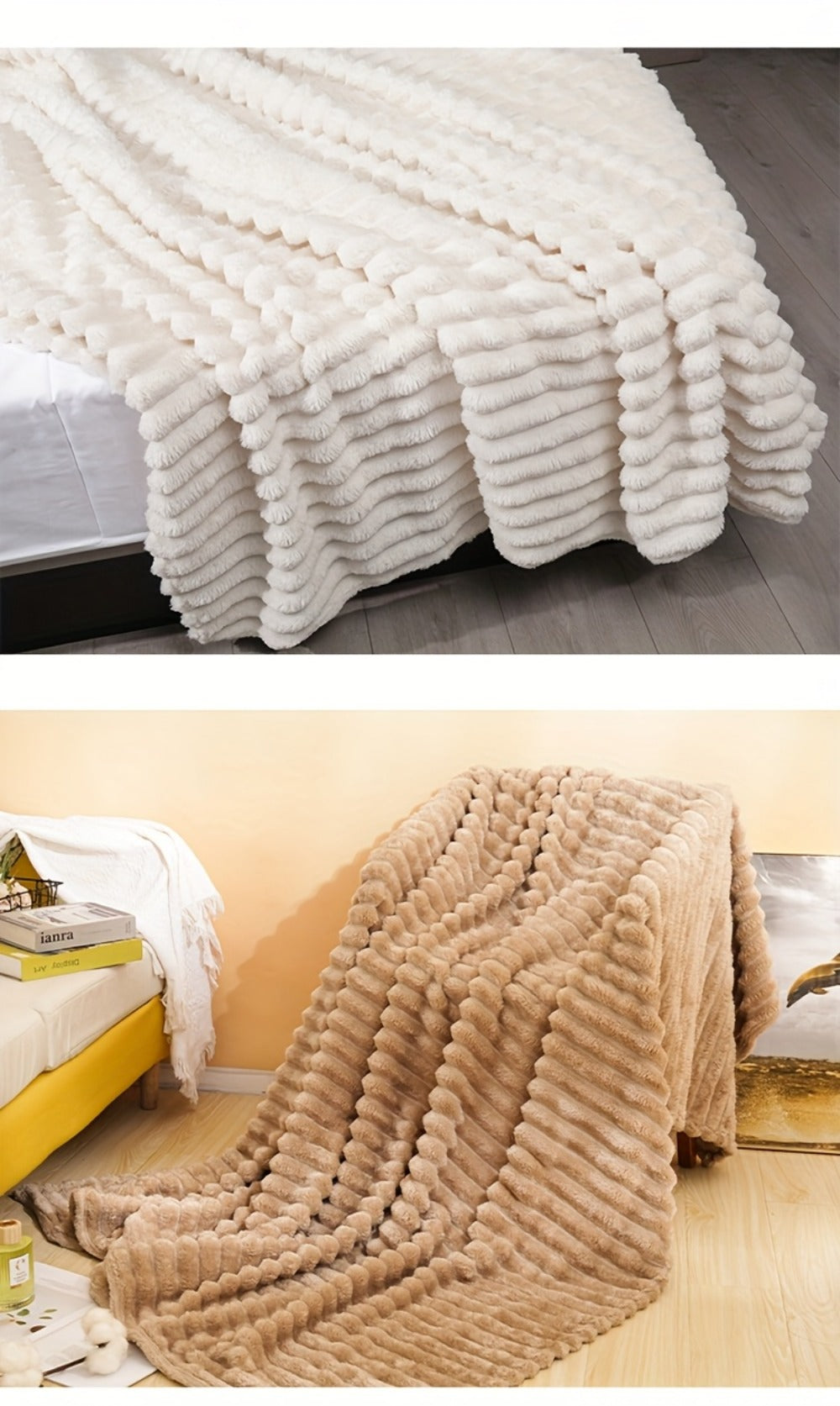 500gsm Heavy Plush Blanket ¨C Ultra Thick Soft Warm Fluffy Blanket for Bed, Sofa & Travel, Baby to Double Size, 5 Colors