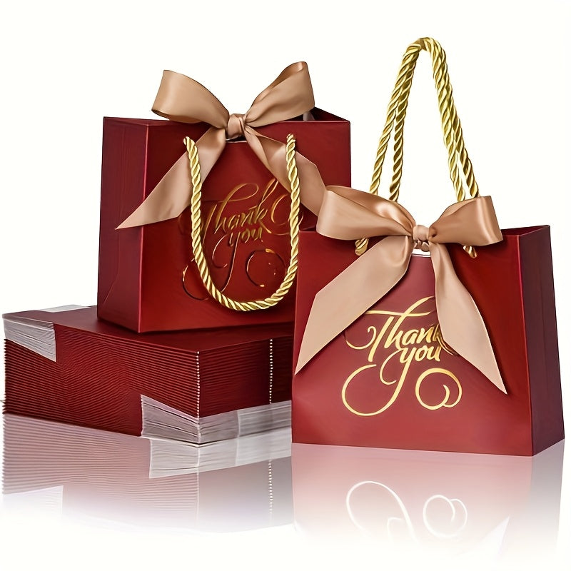 Small Thank You Gift Bags with Handles Bulk 50 Pack 5.5x2.5x4.7 Inch Party Favor Bags for Bridal Shower Birthday Baby Shower Wedding Goodie Bags Treat Bags Gift Wrap Bags
