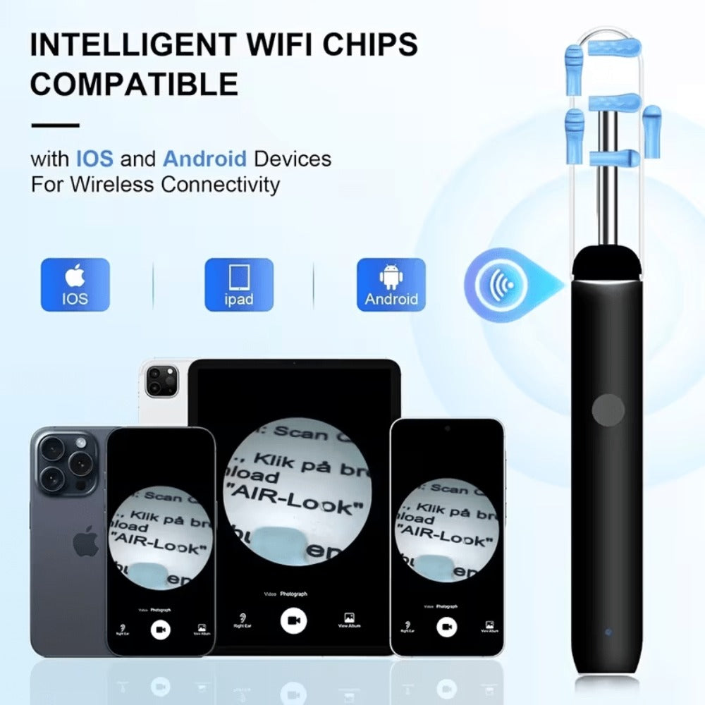 Visual Ear Pick Set 7-Piece Earwax Removal Tool with Camera and Light ¨C Ear Pick Covers Included, Compatible with All Smartphones, Safe Home Ear Cleaning Kit for Adults