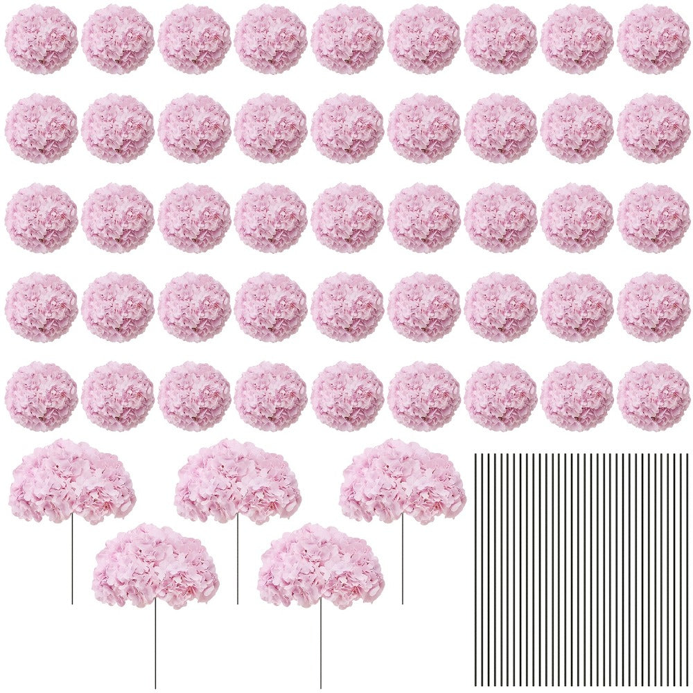 Artificial Hydrangea Flowers with Stems 72Pcs Fake Silk Hydrangea Flower Heads Bulk for Wedding Centerpieces Home Party Table Vase Decor Blue Purple Pink Champagne
