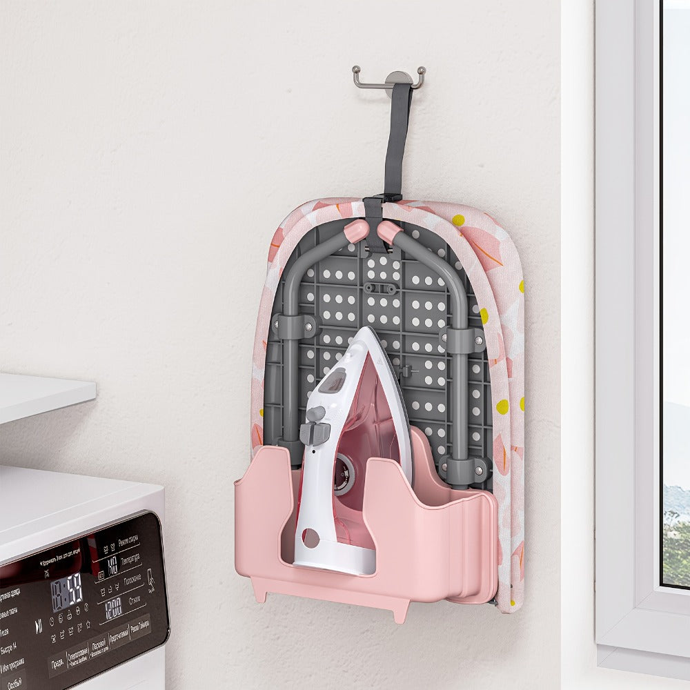 Tabletop Ironing Board with Iron Holder - Compact Portable Mini Ironing Board with Non-Slip Feet, Heat Resistant Cover, Space Saving Design for Small Spaces, Dorm, Travel - Pink