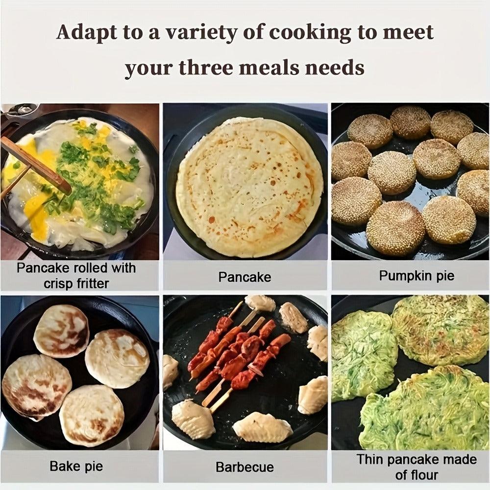 Cast Iron Frying Pan Non-Stick 11 Inch 28cm ¨C Rust-Proof Anti-Deformation Even Heating | Oven & Induction Safe Skillet for Pizza Barbecue & Camping | Durable Cast Iron Pan Single or 2-Pack