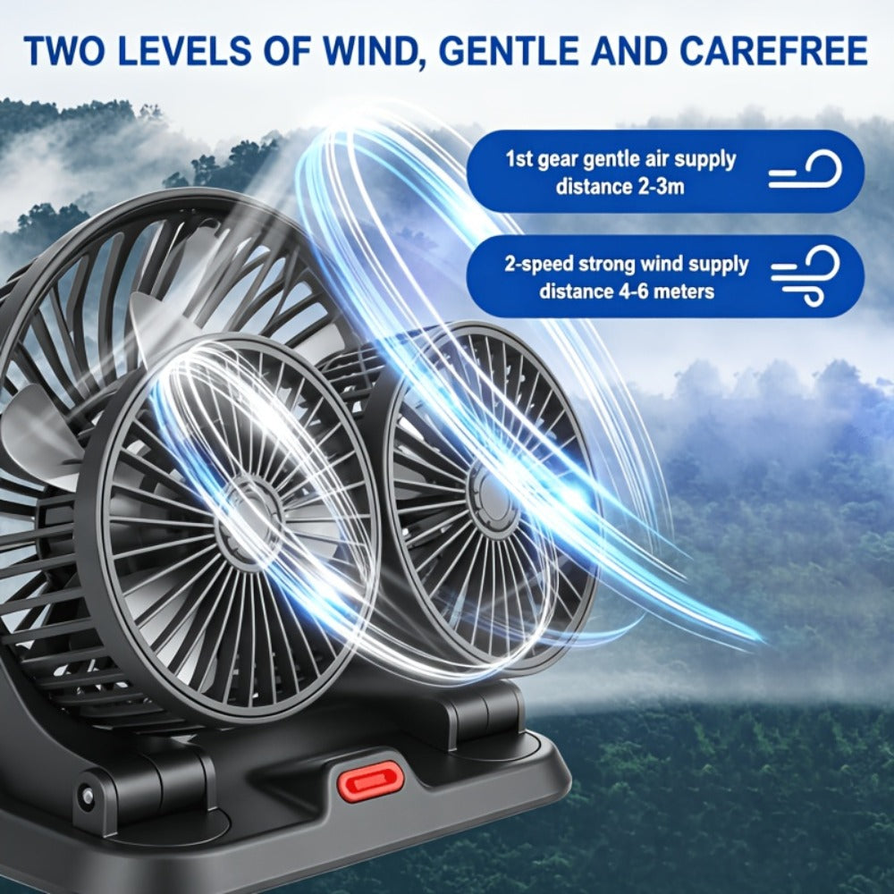 USB 3-Head Desk Fan Quiet Operation Adjustable Speed Powerful Efficient Cooling for Home Office Bedroom Computer Power Bank Compatible Black